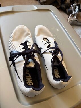 Nike White and Black Sprint Racing Spikes